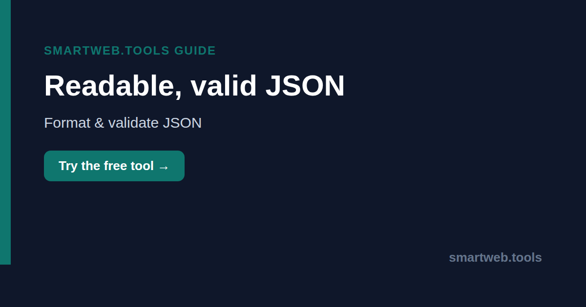 Format and validate JSON online with Smartweb.tools