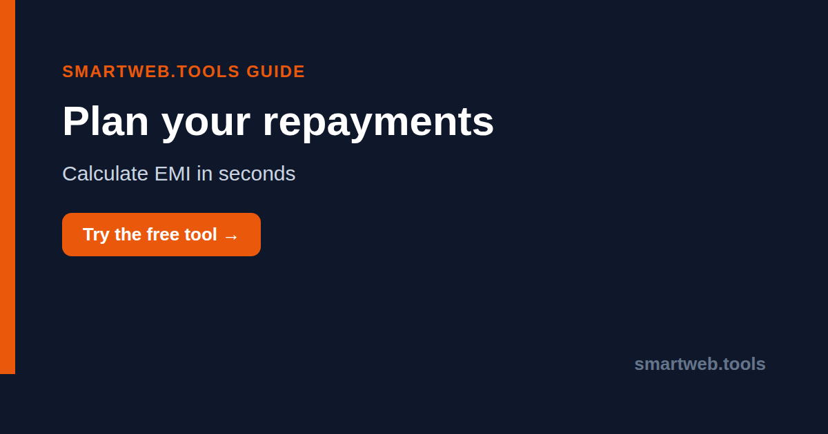 Calculate monthly loan EMI, interest and total payment with Smartweb.tools